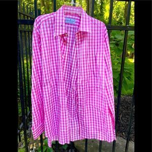 BIRD DOG BAY Egyptian Cotton button down shirt in pink/white check